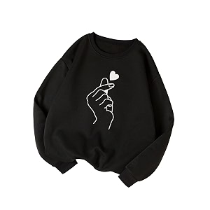 kotty women fleece full sleeve crew neck pinted sweatshirt