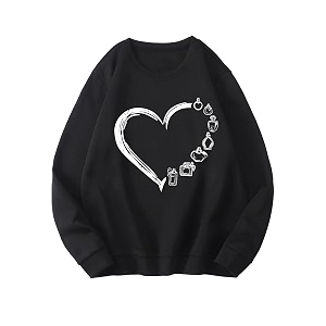 kotty women fleece full sleeve crew neck pinted sweatshirt