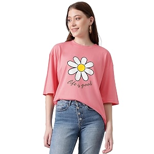KOTTY Womens Slit-Side Long T-Shirt - Loose