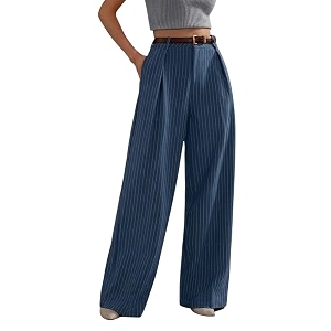 KOTTY Womens Tailored Wide Leg Pinstripe Pants