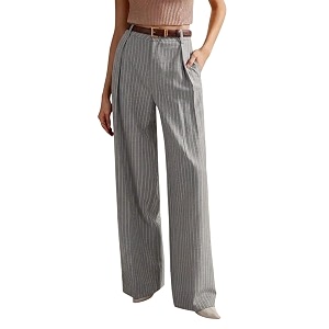 KOTTY Womens Tailored Wide Leg Pinstripe Pants