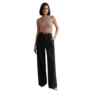 KOTTY Womens Tailored Wide Leg Pinstripe Pants