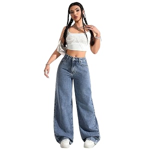 KOTTY Womens Wide Leg Denim Jeans