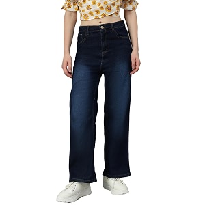 kotty womens solid high rise cotton lycra blend relaxed fit jeans
