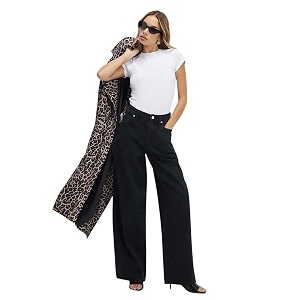 kotty womens high waist flared fit ankle length clean look denim jeans