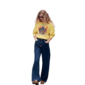 kotty womens high waist flared fit ankle length clean look denim jeans