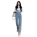 KOTTY Womens High Waist Flared Fit Ankle Length Clean Look Denim Jeans