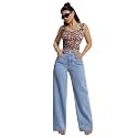 KOTTY Womens High Waist Flared Fit Ankle Length Clean Look Denim Jeans