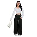 KOTTY Womens High Waist Flared Fit Ankle Length Clean Look Denim Jeans