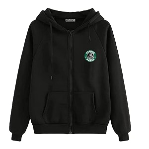 Koverify Printed Black Jacket Cottonblend Black Zipper