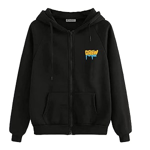 Koverify Printed Black Jacket Cottonblend Black Zipper