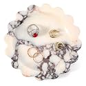Koville 5.51" Scalloped Calacatta Viola Marble Tray, Round Stone Jewelry Trinket Dish for Ring, Natural Small Marble Tray for Bathroom Kitchen Dresser Countertop, Decorative Candle Tray