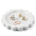 Koville 5.51" Scalloped Marble Tray, Round Stone Jewelry Trinket Dish for Ring, Natural Small Marble Tray for Bathroom Kitchen Dresser Countertop, Decorative Candle Tray(Bianco Carrara)