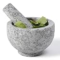 Koville 5 Inch 1.5 Cup-Capacity Mortar and Pestle Set - Heavy Natural Granite Spice Grinder Bowl, Unpolished Heavy Granite for Organic Appearance, Solid Stone Grinder Marble Spice Herb Grinder
