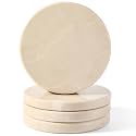 Koville Marble Coaster Set of 4, Round Coasters, 4" Stone Coaster for Drinks Coffee, Marble Coasters for Coffee Table Home Bar Decor, Heat Resistant, Gift Choice(Beige)