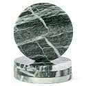 Koville Marble Coasters, Round Modern Coaster Set of 4 for Drinks, 4" Stone Coaster Heat Resistant, Decorative Marble Coasters for Coffee Table Home Bar Decor, Gift Choice(Verde Alpi)