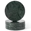Koville Marble Coasters, Round Modern Coaster Set of 8 for Drinks, 4" Stone Coaster Heat Resistant, Decorative Marble Coasters for Coffee Table Home Bar Decor, Gift Choice(Green)