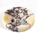 Koville Marble Jewelry Dish, Small Round Trinket Dish for Ring Necklace Earring, 4" Decorative Dish, Natural Stone Soap Dish for Bathroom Kitchen