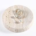 Koville Marble Jewelry Dish, Small Round Trinket Dish for Ring Necklace Earring, 4" Decorative Dish, Natural Stone Soap Dish for Bathroom Kitchen