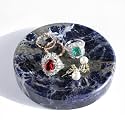 Koville Marble Jewelry Dish, Small Round Trinket Dish for Ring Necklace Earring, 4" Decorative Dish, Natural Stone Soap Dish for Bathroom Kitchen