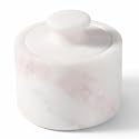 Koville Marble Salt Cellar with Lid, Stone Pepper Container & Spice Jars