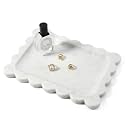 Koville Scalloped Marble Tray, 11"x8" Marble Vanity Tray for Countertop Bathroom Kitchen Dresser, Natural Stone Tray for Jewelry Perfume Home Decor, Decorative Catchall Trays(Bianco Carrara)