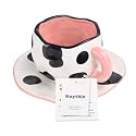 Koythin Cow Mug, Ceramic Coffee Mug with Saucer Set, Cute Cup Unique Irregular Design for Office and Home, Dishwasher and Microwave Safe, 10oz/300ml for Latte Tea Milk (Small Cow)