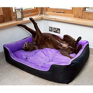 kozi pet dogcat ultra soft filled bottom side waterproof reversible bed ethnic desingner blackpurple -export quality-medium
