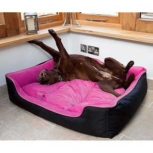 kozi pet polyesternylon dogcat ultra soft filled bottom side waterproof reversible bed ethnic desingner blackpink-export quality-large
