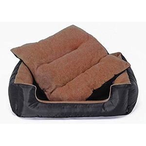 kozi pet dogcat ultra soft filled bottom side waterproof reversible bed ethnic desingner blackbrown-export quality-xxl