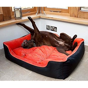 kozi pet dogcat ultra soft filled bottom side waterproof reversible bed ethnic desingner blackred-export quality-xl
