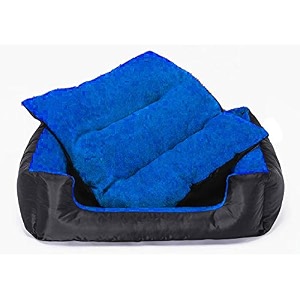 kozi pet polyster dogcat ultra soft filled bottom side waterproof reversible bed ethnic desingner blackblue-export quality-xxl