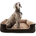 KOZI PET Dog/Cat Ultra Soft Filled Bottom Side Waterproof Reversible Bed Ethnic desingner Black/Beidge-(Export Quality)-Large