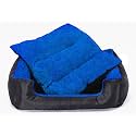 KOZI PET Polyster Dog/Cat Ultra Soft Filled Bottom Side Waterproof Reversible Bed Ethnic Desingner Black/Blue-(Export Quality)-XXL With Super Soft Blanket