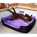 KOZI PET Polyster, Dog/Cat Ultra Soft Filled Bottom Side Waterproof Reversible Bed Ethnic Desingner Black/Purple -(Export Quality)-Xxl