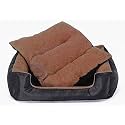 KOZI PET Polyster, Dog/Cat Ultra Soft Filled Bottom Side Waterproof Reversible Bed Ethnic Desingner Black/Brown -(Export Quality)-Large