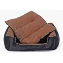 KOZI PET Polyster Dog/Cat Ultra Soft Filled Bottom Side Waterproof Reversible Bed Ethnic Desingner Black/Brown-(Export Quality)-Xxl With Super Soft Blanket