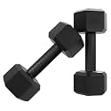 KP Sports Hex Dumbbells, PVC Coated Free Weight Set, 3kg Pair, Black, Strength Training and Full Body Workout Equipment for Home Gym (Black, 3 Kg Pair)