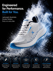 Kraasa Knitted Sneakers Running Shoes For Men