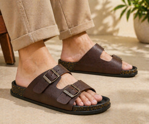 Kraasa Men Men Synthetic Leather Chappal Brown