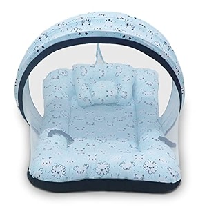 kradyl kroft baby mosquito net flat bed  play mat for kids with cotton outer fabric  half openable mosquito net flat mat for baby playtimes little koala multi