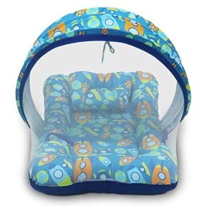 kradyl kroft baby mosquito net flat bed  play mat for kids with cotton outer fabric  half openable mosquito net flat mat for baby playtimes aztec rocket