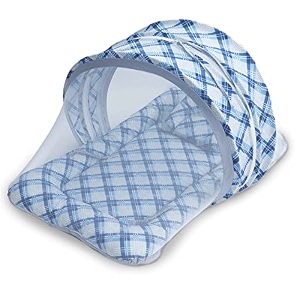 kradyl kroft baby mosquito net flat bed  play mat for kids with cotton outer fabric  half openable mosquito net flat mat for baby playtimes just right