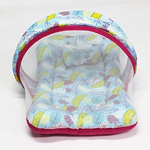 kradyl kroft baby mosquito net flat bed  play mat for kids with cotton outer fabric  half openable mosquito net flat mat for baby playtimes aztec rocket