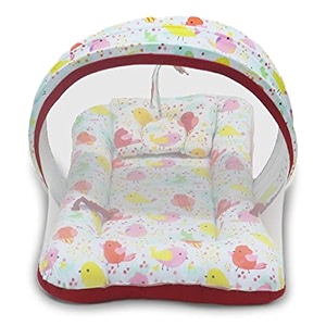 kradyl kroft baby mosquito net flat bed  play mat for kids with cotton outer fabric  half openable mosquito net flat mat for baby playtimes tweety