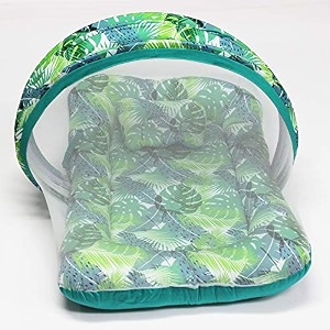 kradyl kroft baby mosquito net flat bed  play mat for kids with cotton outer fabric  half openable mosquito net flat mat for baby playtimes bio green