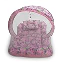 Kradyl Kroft Baby Mosquito Net Flat Bed | Play Mat for Kids with Cotton Outer Fabric | Half Openable Mosquito Net Flat Mat for Baby Playtimes (Very Berry)