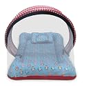 Kradyl Kroft Baby Mosquito Net Flat Bed | Play Mat for Kids with Cotton Outer Fabric | Half Openable Mosquito Net Flat Mat for Baby Playtimes (Dancing Penguins)
