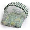 Kradyl Kroft Baby Mosquito Net Flat Bed | Play Mat for Kids with Cotton Outer Fabric | Half Openable Mosquito Net Flat Mat for Baby Playtimes (Neon)