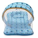 Kradyl Kroft Baby Mosquito Net Flat Bed | Play Mat for Kids with Cotton Outer Fabric | Half Openable Mosquito Net Flat Mat for Baby Playtimes (Aztec Rocket)